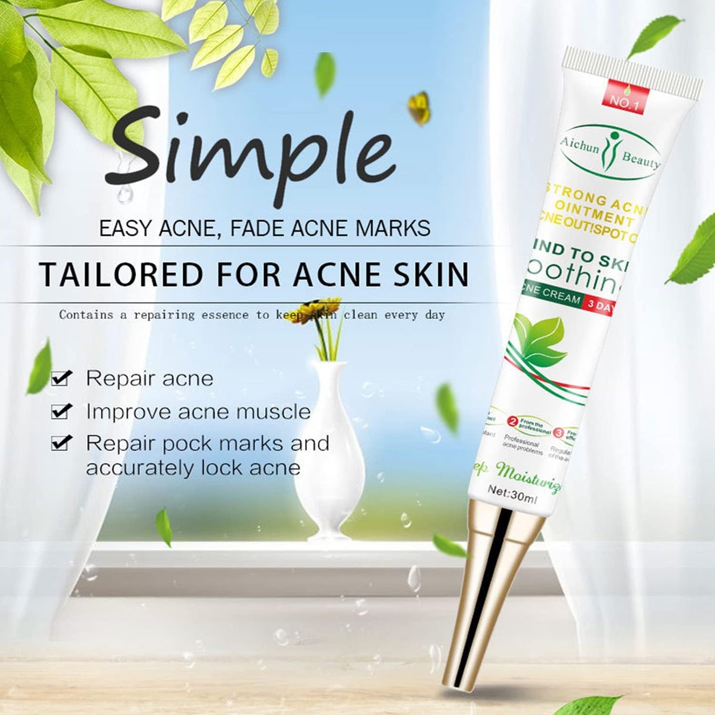 AICHUN BEAUTY Face Acne Cleaning Cream Skin Care Remove Repair Comedone Pimple Acne Face Acne Cream 30ml