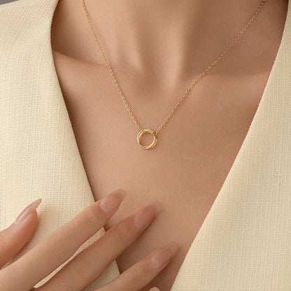 S925 Silver Minimalist Openwork Circle Under Banyan Tree Women's All-match Fashion Ring Necklace