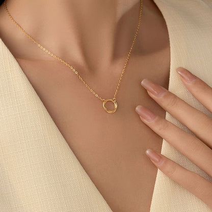 S925 Silver Minimalist Openwork Circle Under Banyan Tree Women's All-match Fashion Ring Necklace