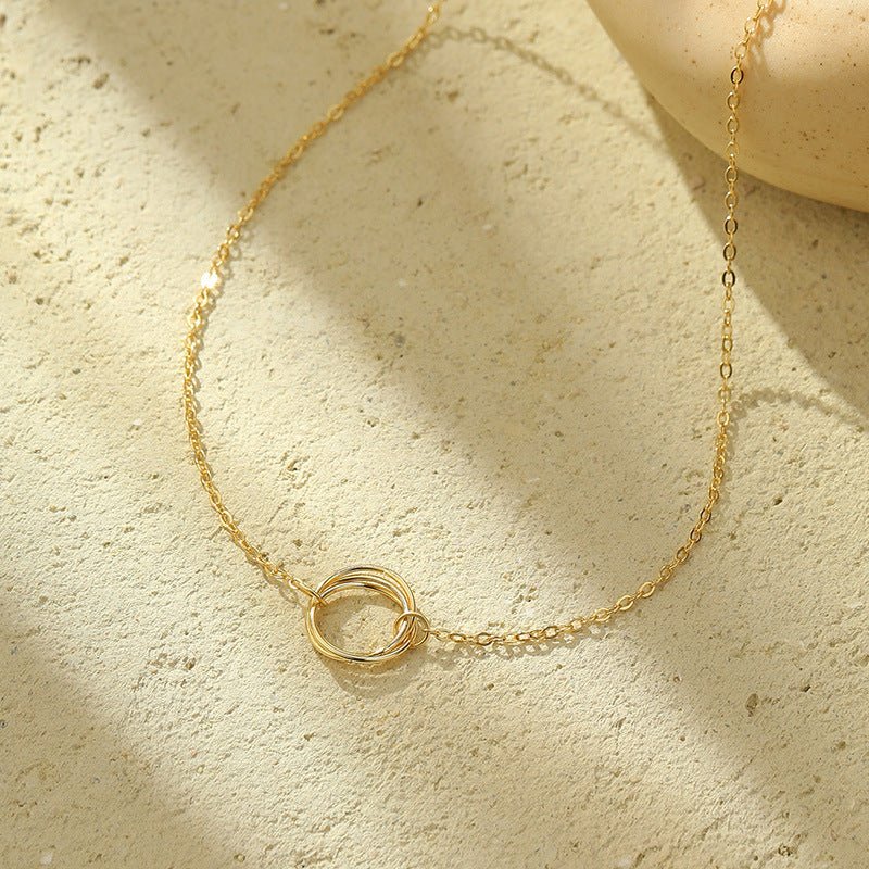 S925 Silver Minimalist Openwork Circle Under Banyan Tree Women's All-match Fashion Ring Necklace